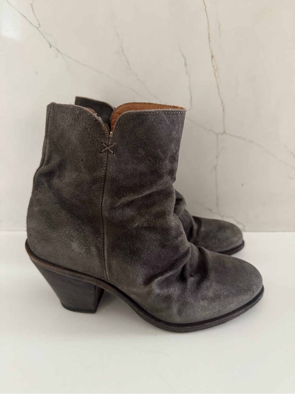 Fiorentini + Baker Ecci Ankle Gray Heel Boot Size 38 Suede
